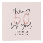 Moderne typografie Roze Girly Black 50ste verjaard Kubus (Voorkant)