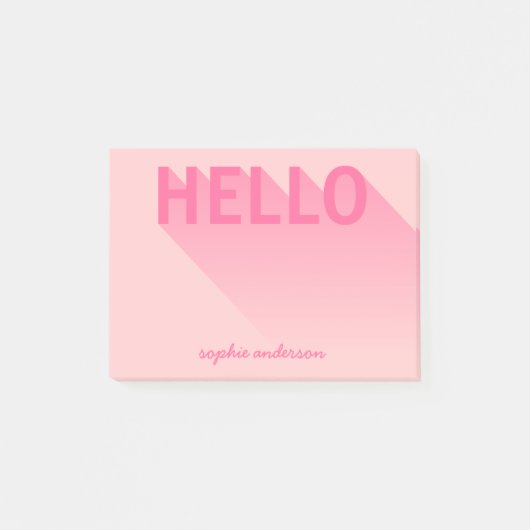 Moderne Typografie Roze Hallo Post-it® Notes (Voorkant)