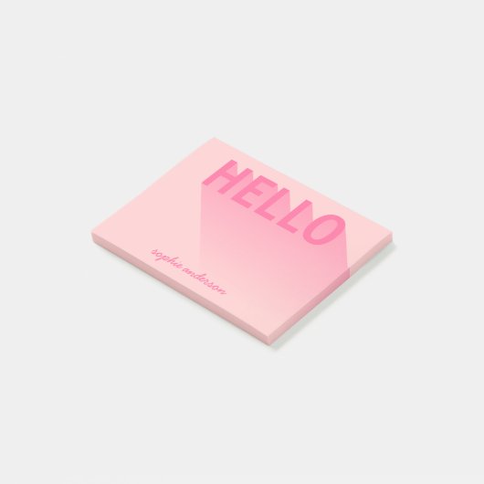 Moderne Typografie Roze Hallo Post-it® Notes (Schuin)
