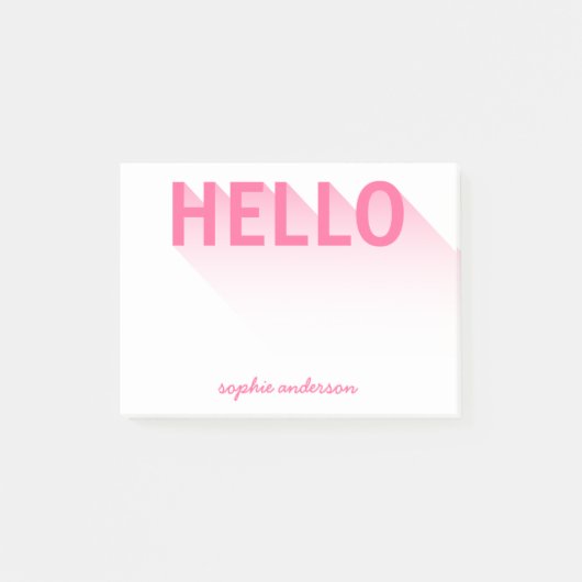 Moderne Typografie Roze Hallo Post-it® Notes (Voorkant)