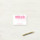 Moderne Typografie Roze Hallo Post-it® Notes (Op bureau)