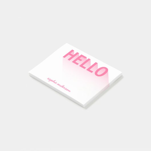 Moderne Typografie Roze Hallo Post-it® Notes (Schuin)