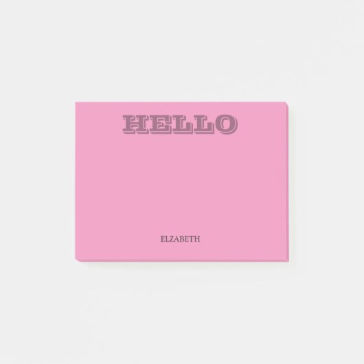 Moderne Typografie Roze Hallo Post-it® Notes (Voorkant)