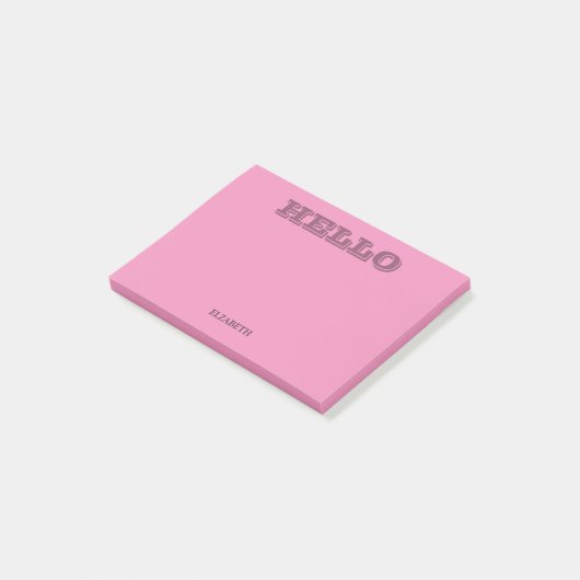 Moderne Typografie Roze Hallo Post-it® Notes (Schuin)