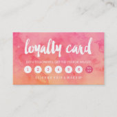 Moderne typografie roze koraal waterverf loyalitei klantenkaartje (Voorkant)