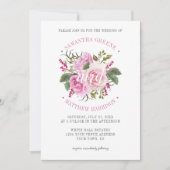 Moderne Typografie Roze Rozen Groen Bruiloft Kaart (Voorkant)