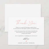 Moderne typografie roze script girl baby shower bedankkaart (Voorkant / Achterkant)