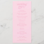 Moderne typografie roze trouwprogramma programmakaart (Achterkant)