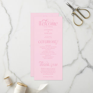Moderne typografie roze trouwprogramma programmakaart