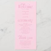 Moderne typografie roze trouwprogramma programmakaart (Voorkant)