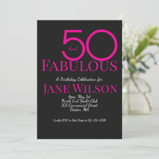 Moderne typografie Roze Zwart 50 Fabulous Verjaard Kaart