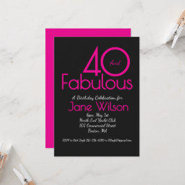 Moderne typografie Roze Zwart Fantastisch 40e Verj Kaart