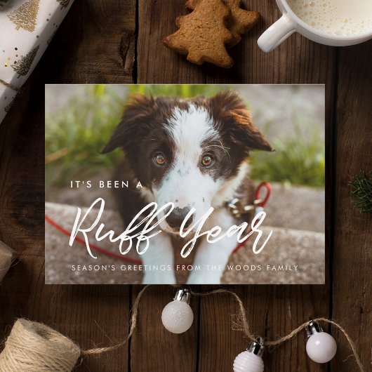 Moderne typografie Ruff Year Dog foto Feestdagenkaart