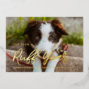Moderne typografie Ruff Year Dog foto Folie Feestdagenkaart