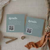 Moderne Typografie Sage Green QR Code Details Informatiekaartje