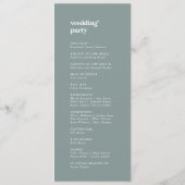 Moderne typografie | Sage Green Wedding-programma Programmakaart (Achterkant)