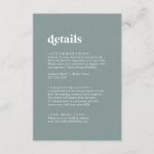 Moderne typografie | Sage Groene bruiloft Details Informatiekaartje (Voorkant)