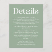 Moderne Typografie Sage Groene Bruiloft Details Informatiekaartje (Voorkant)