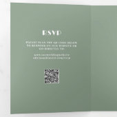 Moderne typografie sage groene rsvp details bruilo drieluik uitnodiging (Binnenzijde eerst)