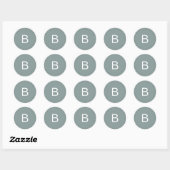 Moderne Typografie Sage Monogram Envelop Afdichtin Ronde Sticker (Vel)