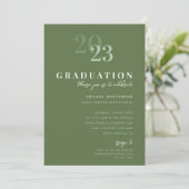 Moderne typografie Saliegroen afstudeerfeest Kaart (Staand voorkant)