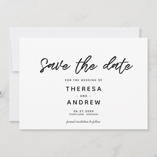 Moderne typografie save the date (Voorkant)