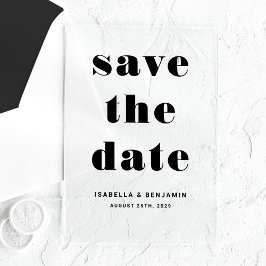Moderne typografie Save The Date Acryl Uitnodigingen
