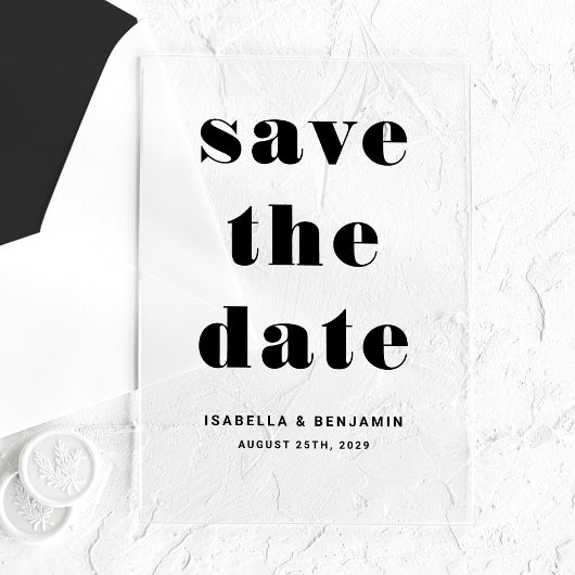 Moderne typografie Save The Date Acryl Uitnodigingen