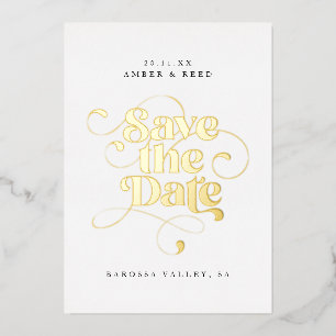 Moderne typografie Save the Date Echte Goud  Folie Uitnodiging