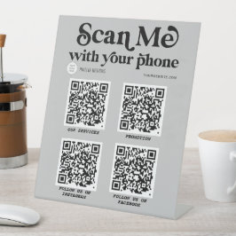 Moderne typografie scannable QR code business sign Reclamebord Met Voetstuk