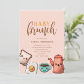 Moderne typografie Schattige Kawaii Baby Brunch Kaart (Staand voorkant)