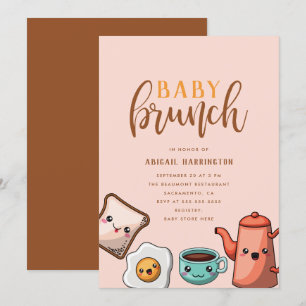 Moderne typografie Schattige Kawaii Baby Brunch Kaart