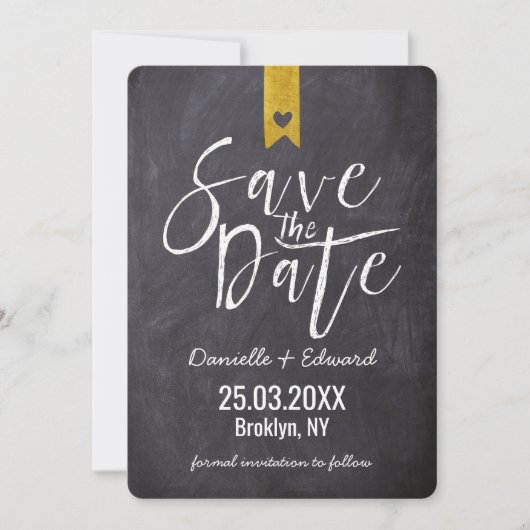 Moderne typografie schoolbord Geen foto Save The Date (Voorkant)