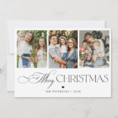 Moderne typografie script 3 foto's Vrolijk kerstfe Feestdagenkaart (Voorkant)