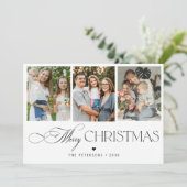 Moderne typografie script 3 foto's Vrolijk kerstfe Feestdagenkaart (Staand voorkant)