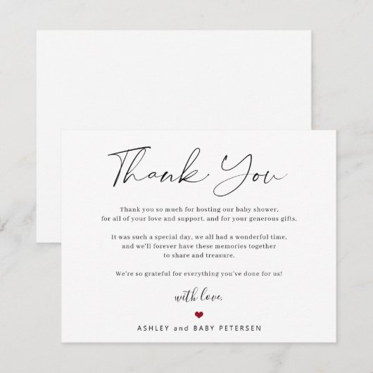 Moderne typografie script babyshower bedankt (Voorkant / Achterkant)
