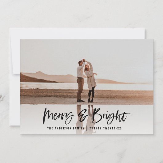 Moderne typografie script blauw foto Kerstmis Feestdagenkaart (Voorkant)