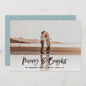 Moderne typografie script blauw foto Kerstmis Feestdagenkaart (Voorkant / Achterkant)