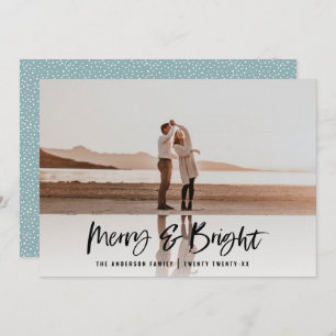 Moderne typografie script blauw foto Kerstmis Feestdagenkaart