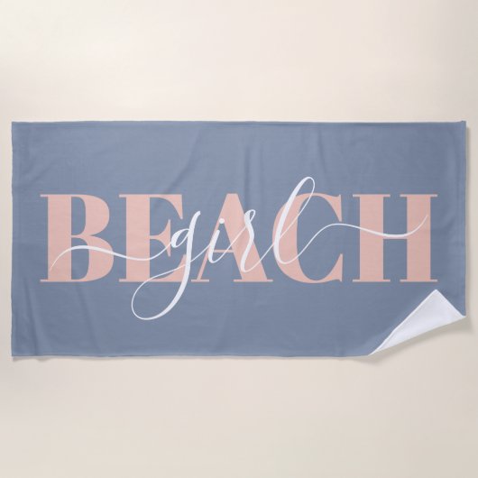 Moderne typografie script blauw roze strand citaat strandlaken (Voorkant)