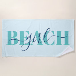 Moderne typografie script blauw turquoise strand c strandlaken