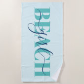 Moderne typografie script blauw turquoise strand c strandlaken (Voorkant)