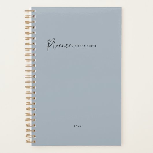 Moderne typografie script blauw wekelijks maandeli planner (Voorkant)