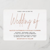 Moderne typografie script bruiloft echt folie uitnodiging (Voorkant)