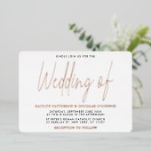 Moderne typografie script bruiloft echt folie uitnodiging (Staand Voorkant)