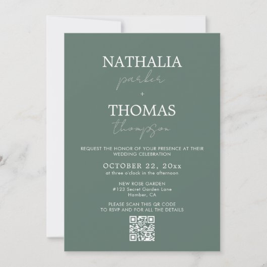 Moderne typografie script foto QR-code bruiloft Kaart (Voorkant)