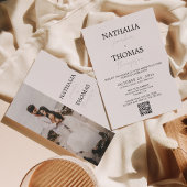 Moderne Typografie Script Foto QR Code Bruiloft Kaart