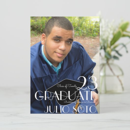 Moderne typografie script foto voor afstuderen kaart (Staand voorkant)