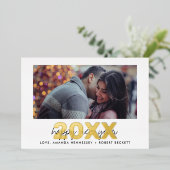 Moderne typografie script nieuwjaarsfoto Echte Folie Feestdagenkaart (Staand Voorkant)