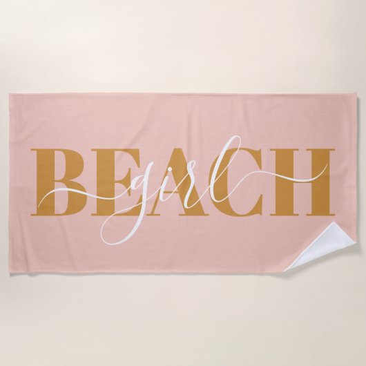 Moderne typografie script oranje roze strand citaa strandlaken (Voorkant)